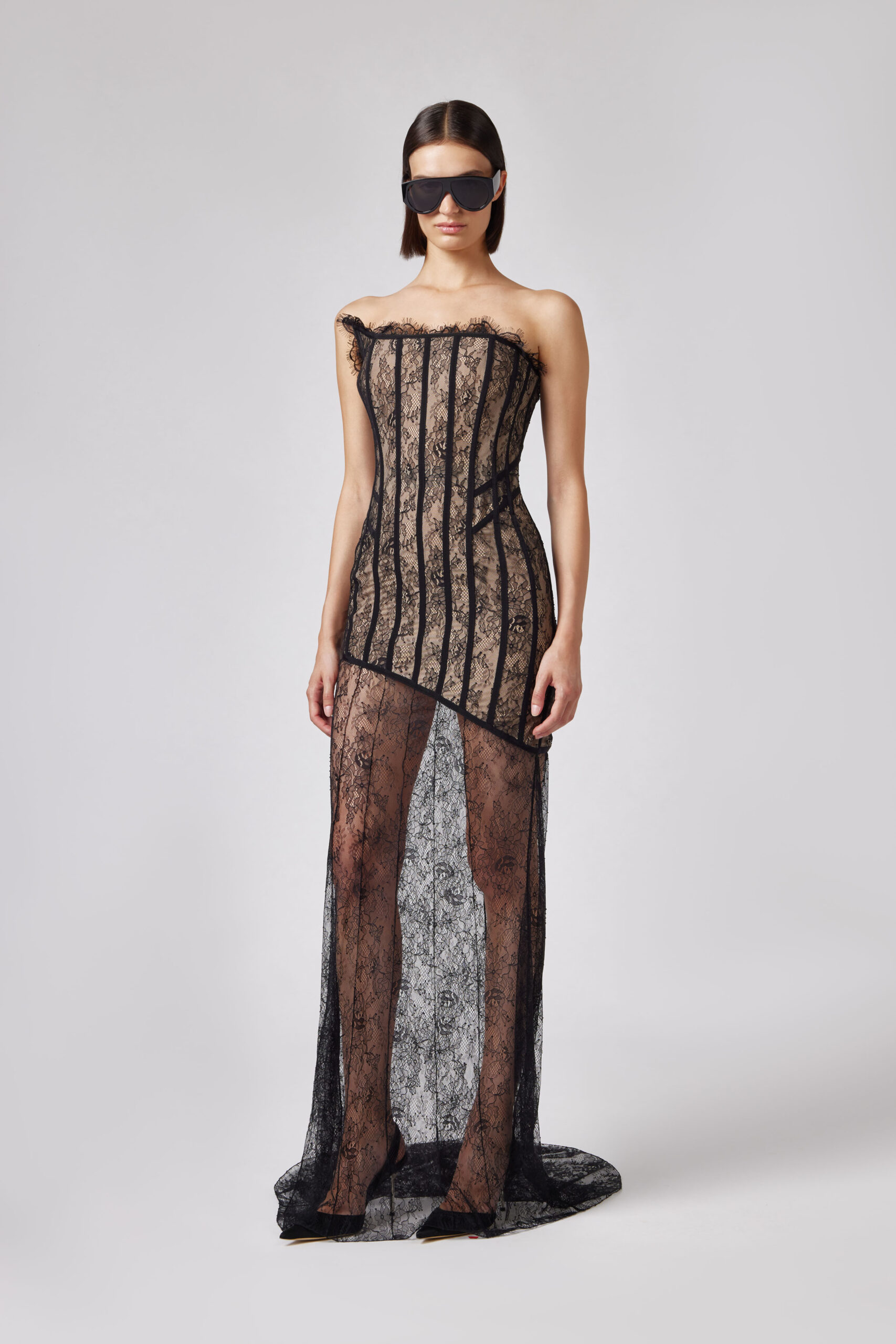 06PSDR509 16304-99_2 Abito bustier in pizzo Giuseppe di Morabito