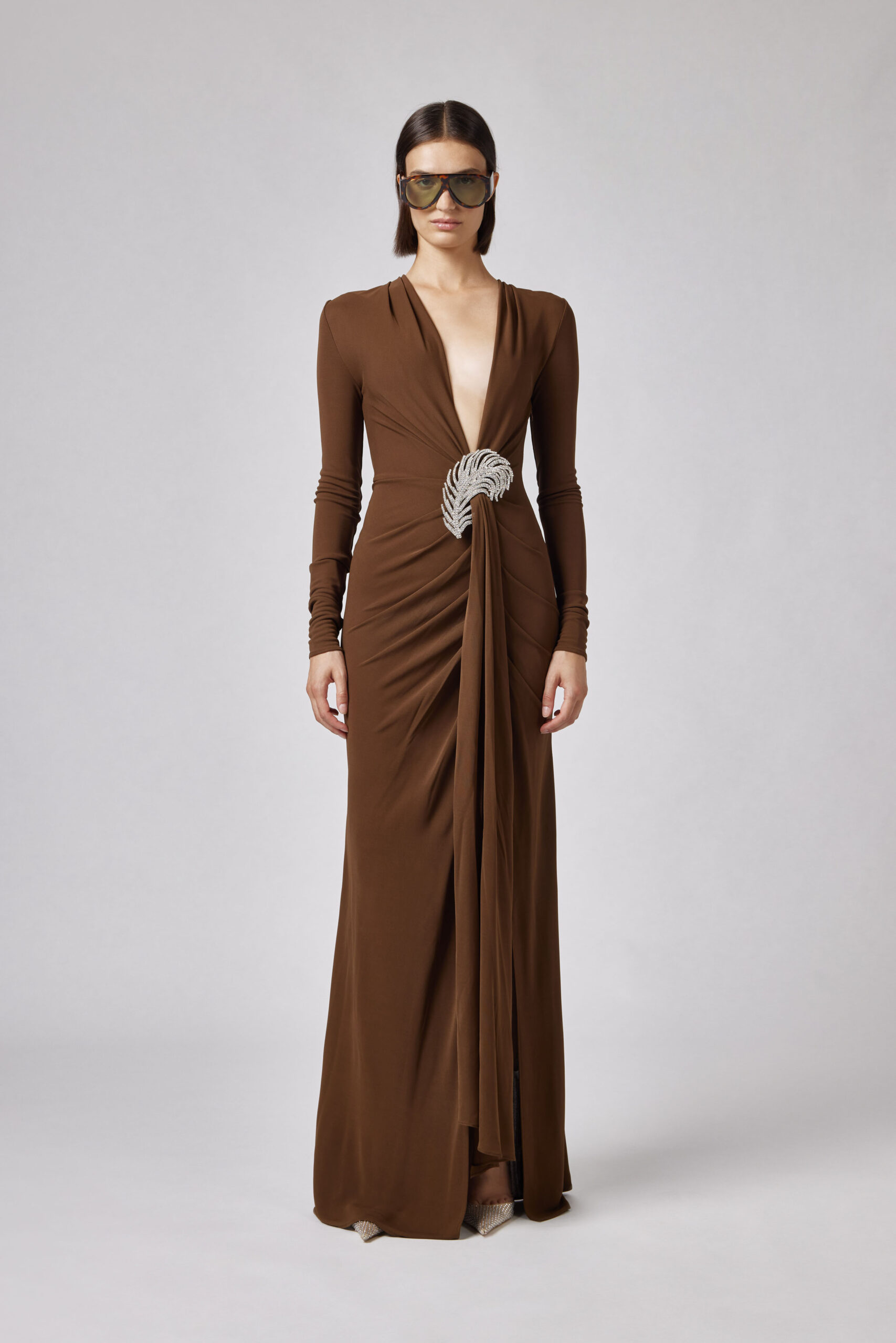 06PSDR513X 16300-30_1 Abito con spilla piuma Giuseppe di Morabito