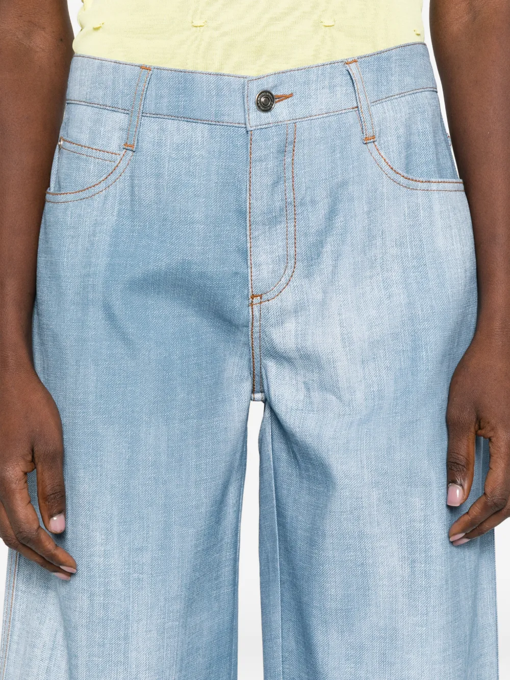 Pantalone palazzo in marocain stampa jeans Ermanno Scervino