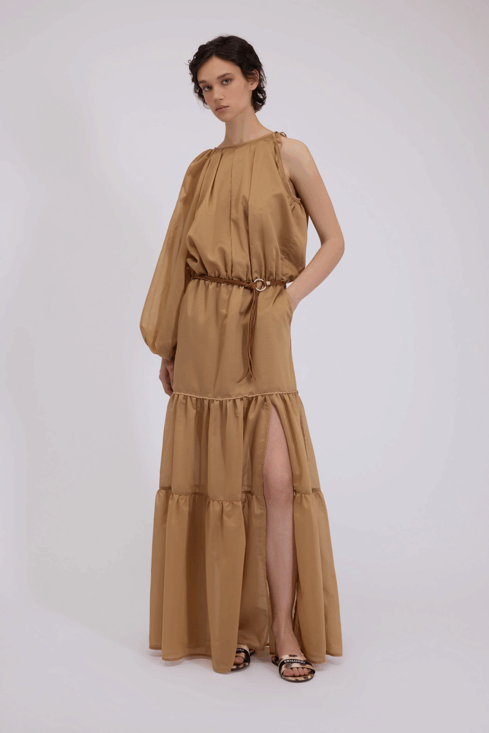 Abito monospalla lungo in mussola Ermanno Firenze