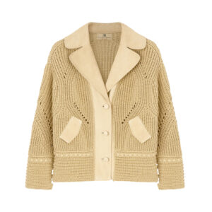 Cardigan in cotone con dettagli in pelle scamosciata Ermanno Scervino