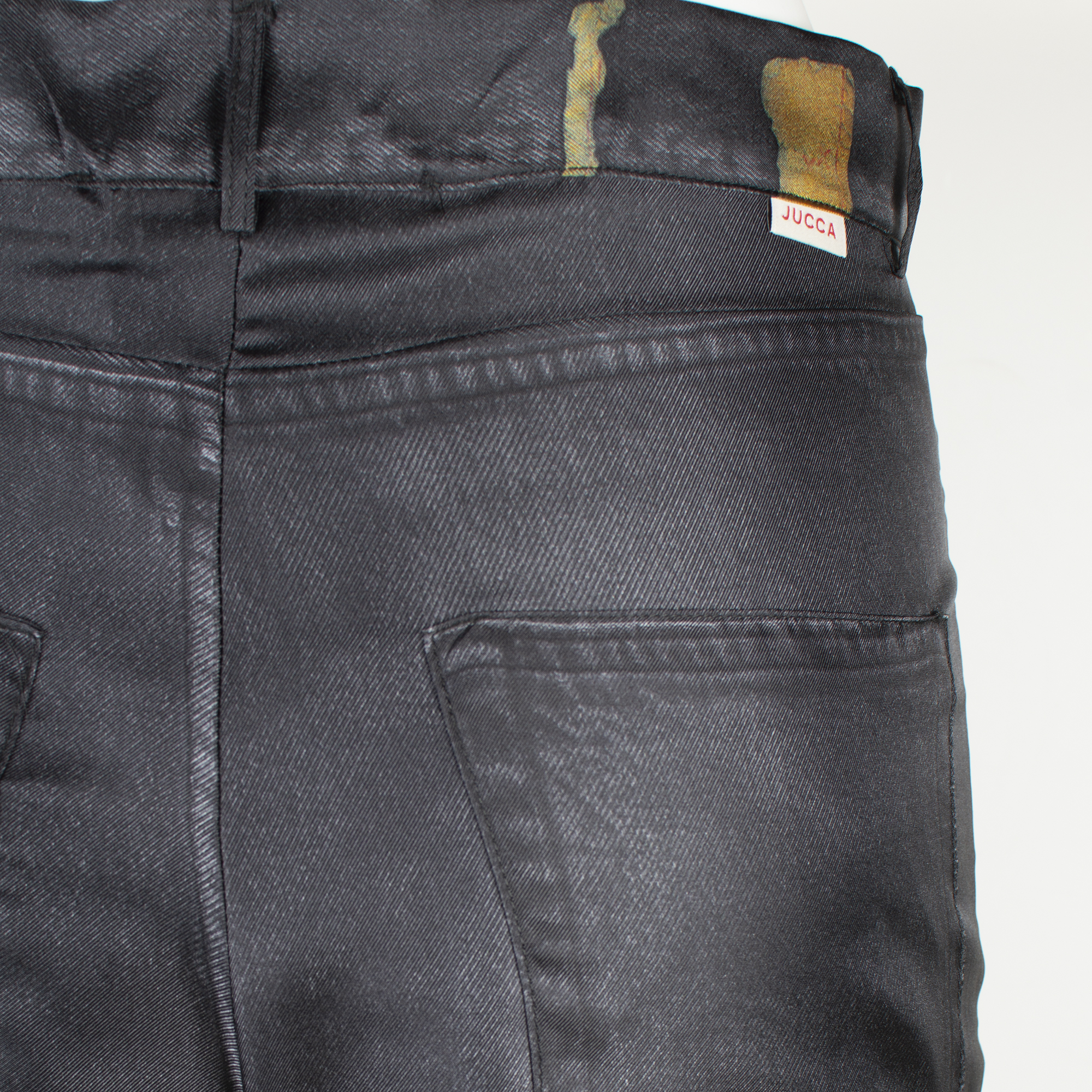 Pantalone in seta stampa denim scuro Jucca