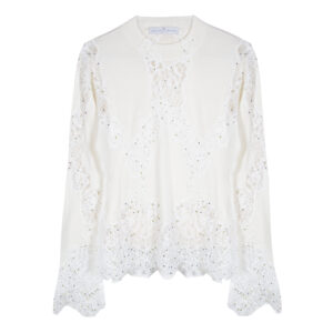 Maglia con intarsi pizzo chantilly e cristalli Ermanno Scervino