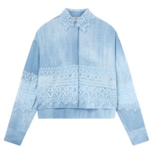 Camicia in marocain stampa jeans con pizzo valencienne Ermanno Scervino
