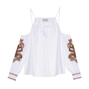 Blusa off shoulder con ricamo Ermanno Firenze