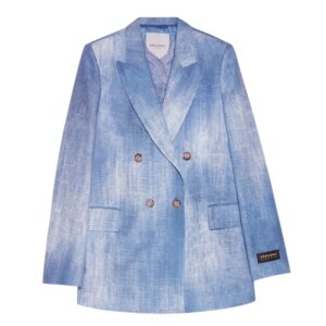 Blazer doppiopetto in misto lino stampa denim Ermanno Firenze