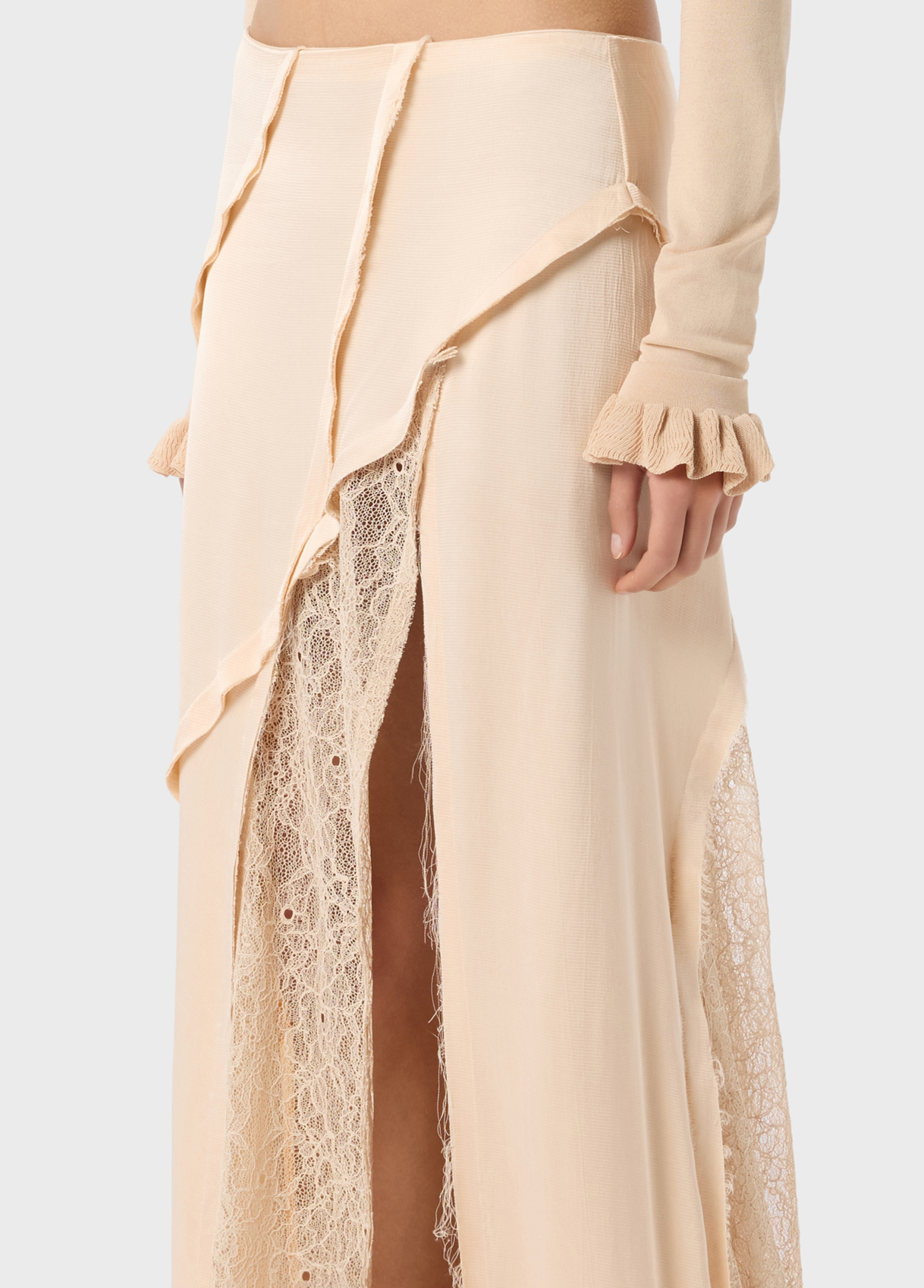 Evoto Gonna lunga in raso e pizzo chantilly Blumarine