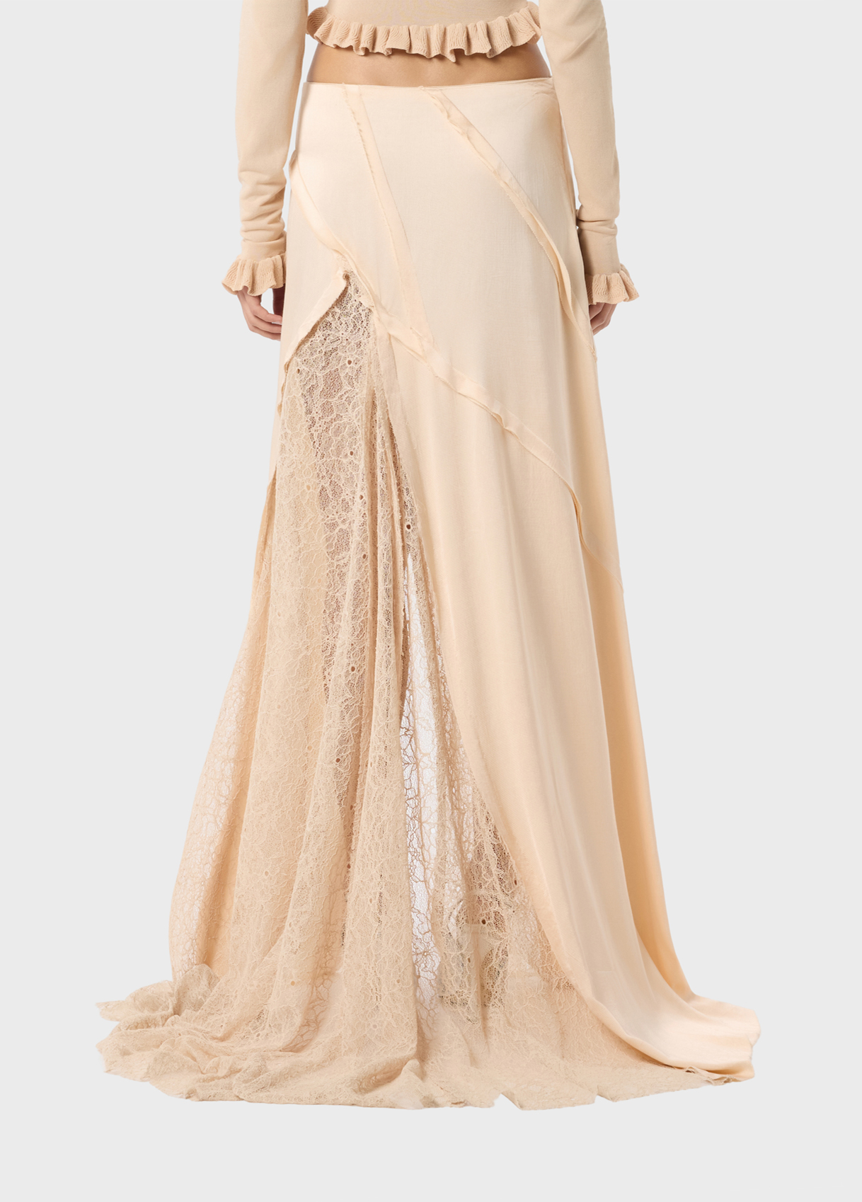 Evoto Gonna lunga in raso e pizzo chantilly Blumarine