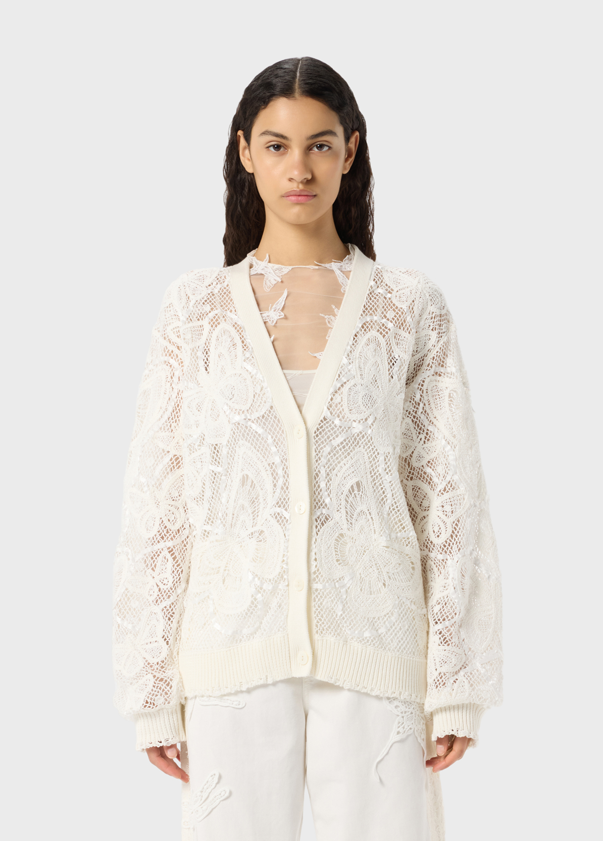 Evoto Cardigan a punto pizzo Blumarine