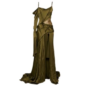 Abito lungo in seersucker di raso Blumarine