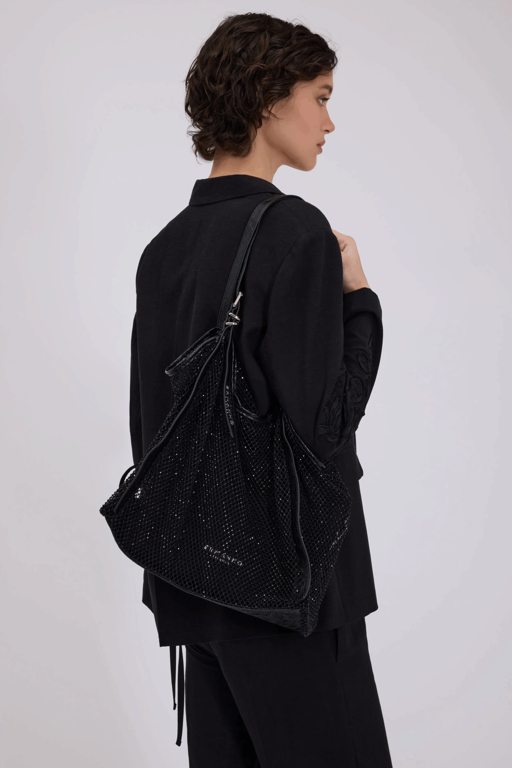 Borsa tote grande a rete di strass Ermanno Firenze