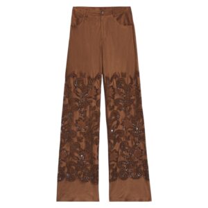 Pantaloni flare scamosciati pizzo sangallo Ermanno Firenze