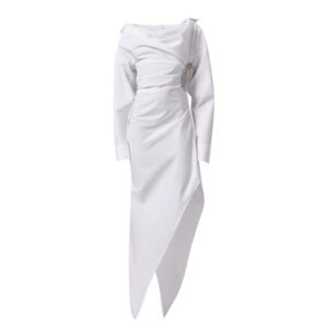 Abito in popeline con spilla Giuseppe di Morabito