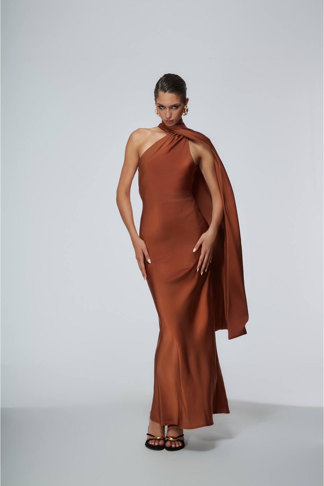 Abito lungo tabacco Merola Odi Odi