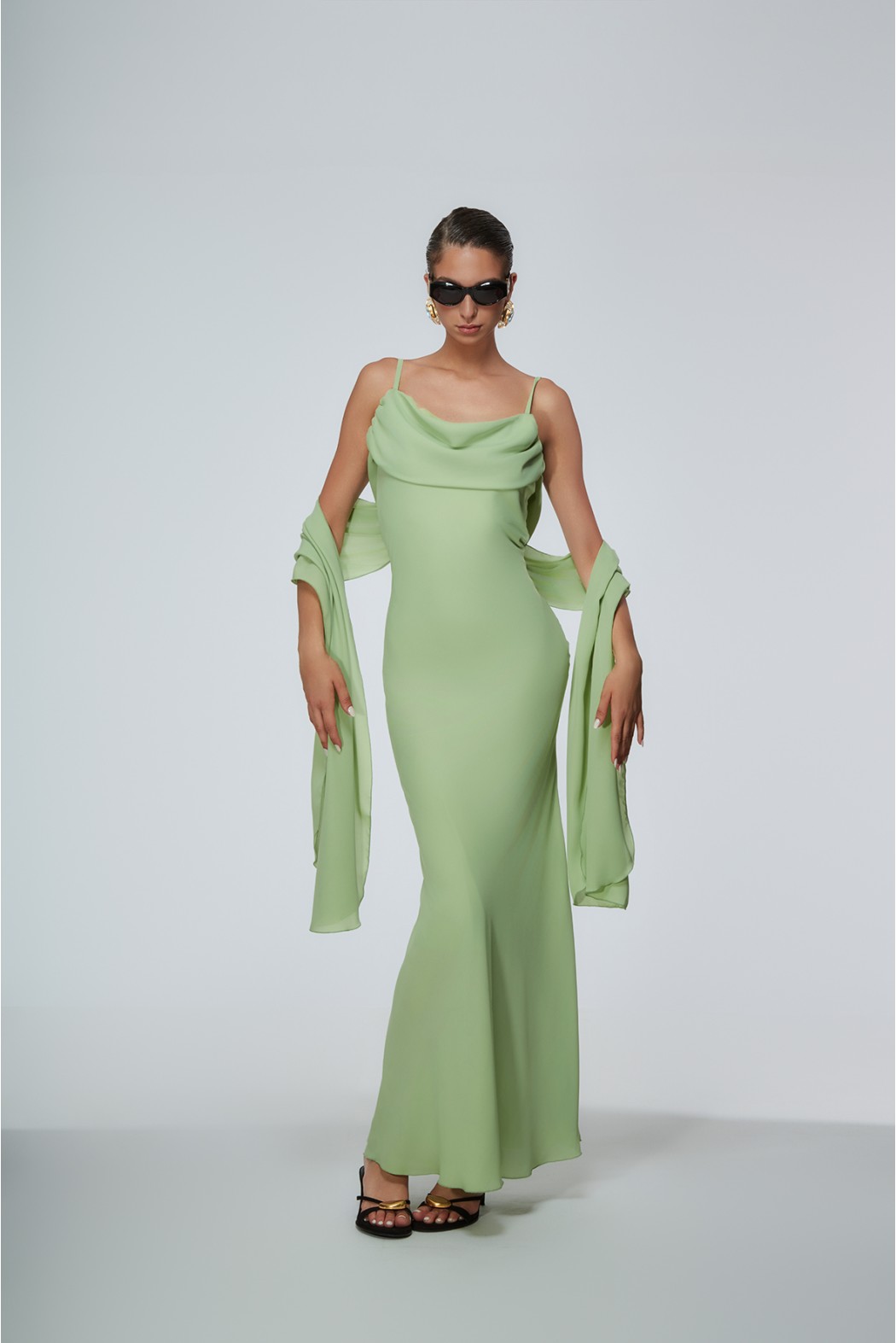 Abito lungo pistacchio Portici Odi Odi