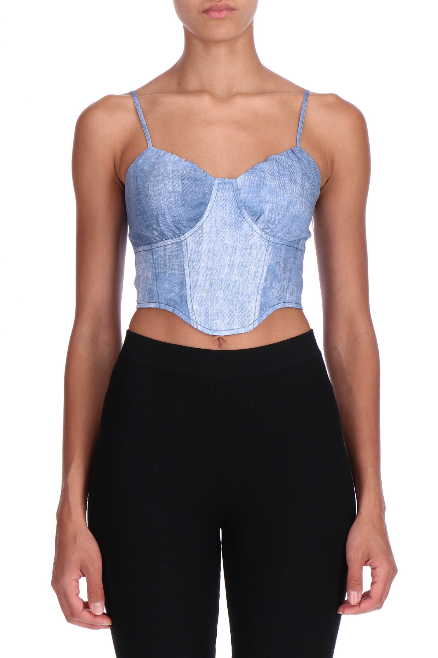 Bustier in georgette stampa denim Ermanno Firenze