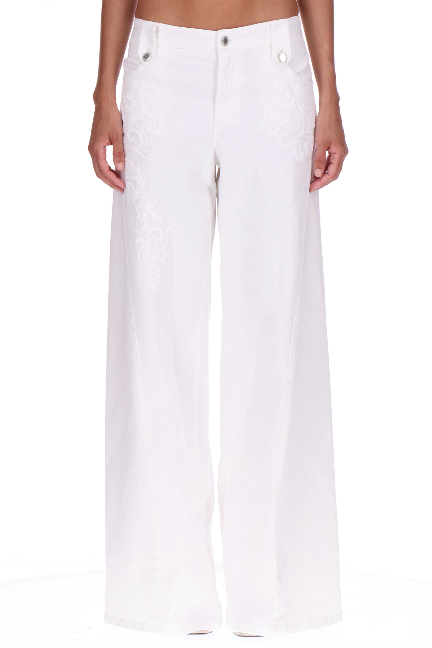 Pantaloni in bull flare con ricami Ermanno Firenze