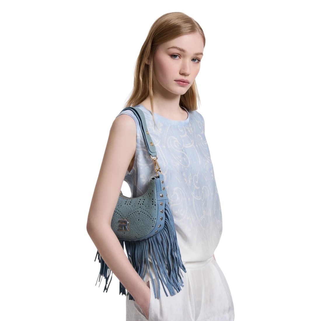 Borsa in denim e frange Ermanno Firenze