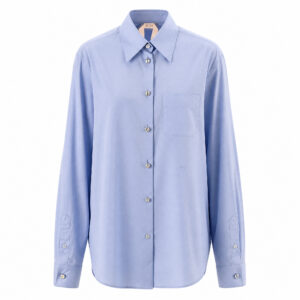 Camicia in Popeline Celeste Polvere con Bottoni Gioiello Oversize N°21