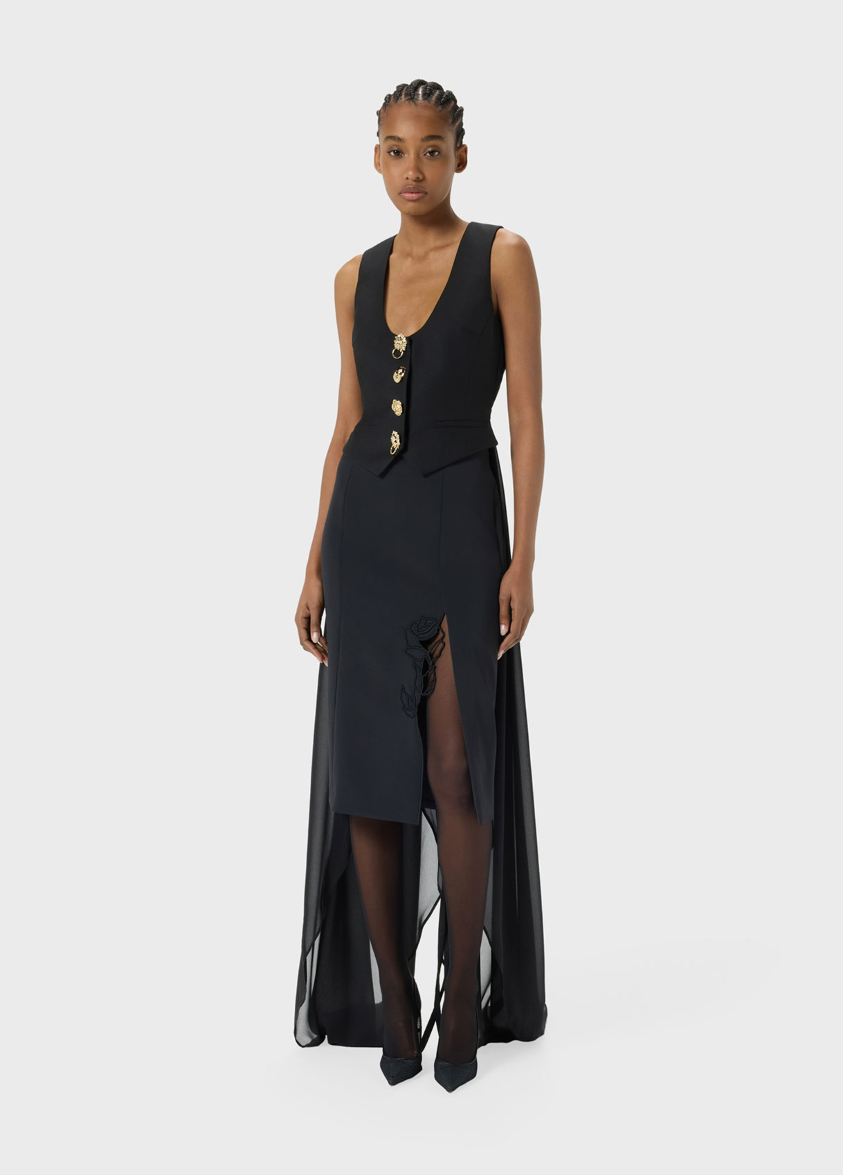 Gilet Sartoriale con Strascico Scultoreo in Chiffon Blumarine