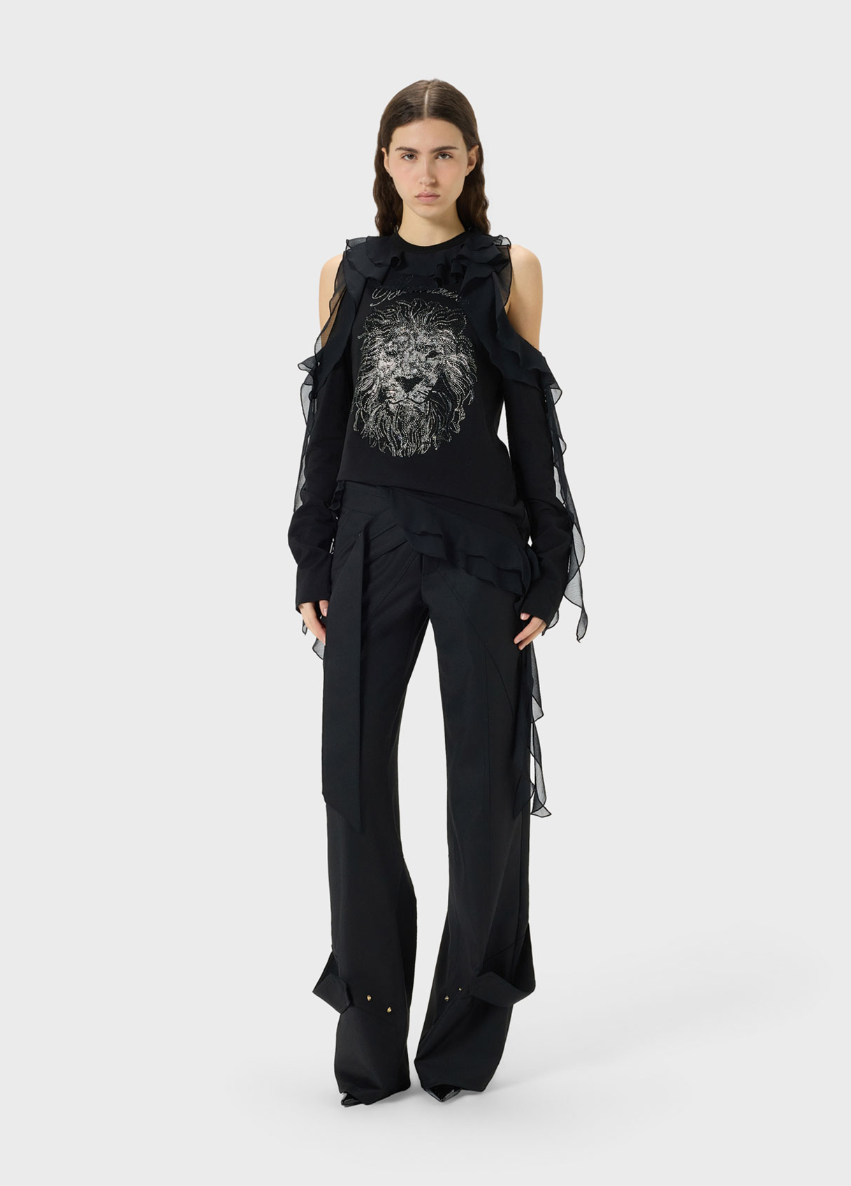 Pantaloni Sartoriali in Misto Lana con Dettagli Architecture-Chic Blumarine