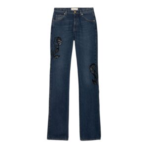 Jeans Straight-Leg Blumarine con Intagli Floreali "Cut-Out"
