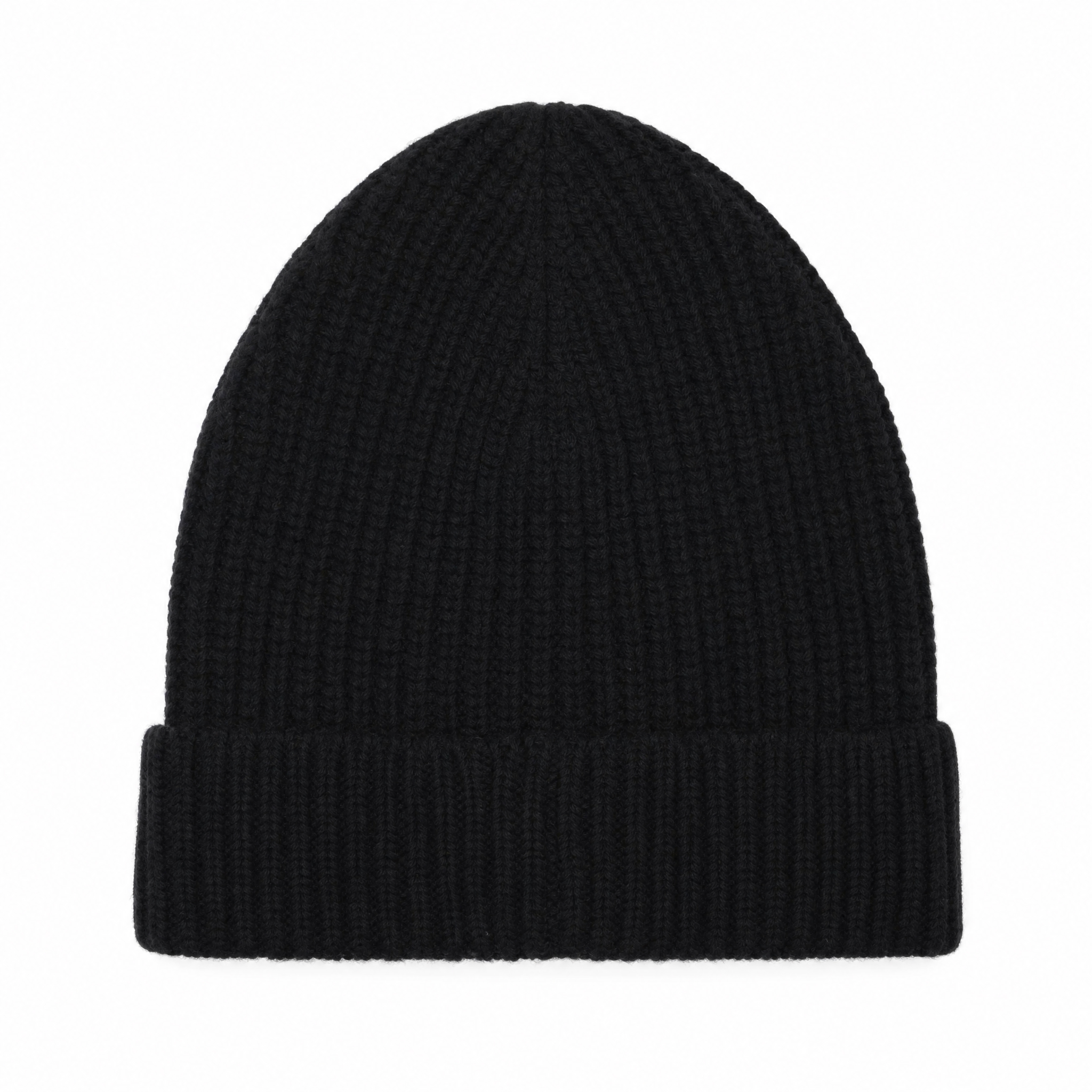 Berretto Beanie in Pura Lana a Costine Nero N°21
