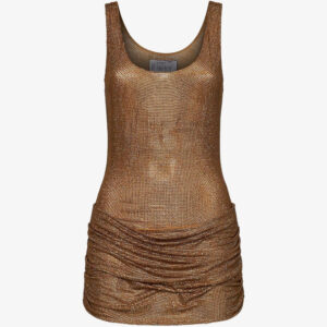 Minidress Crystal-Mesh Bronzo con Drappeggio Giuseppe di Morabito