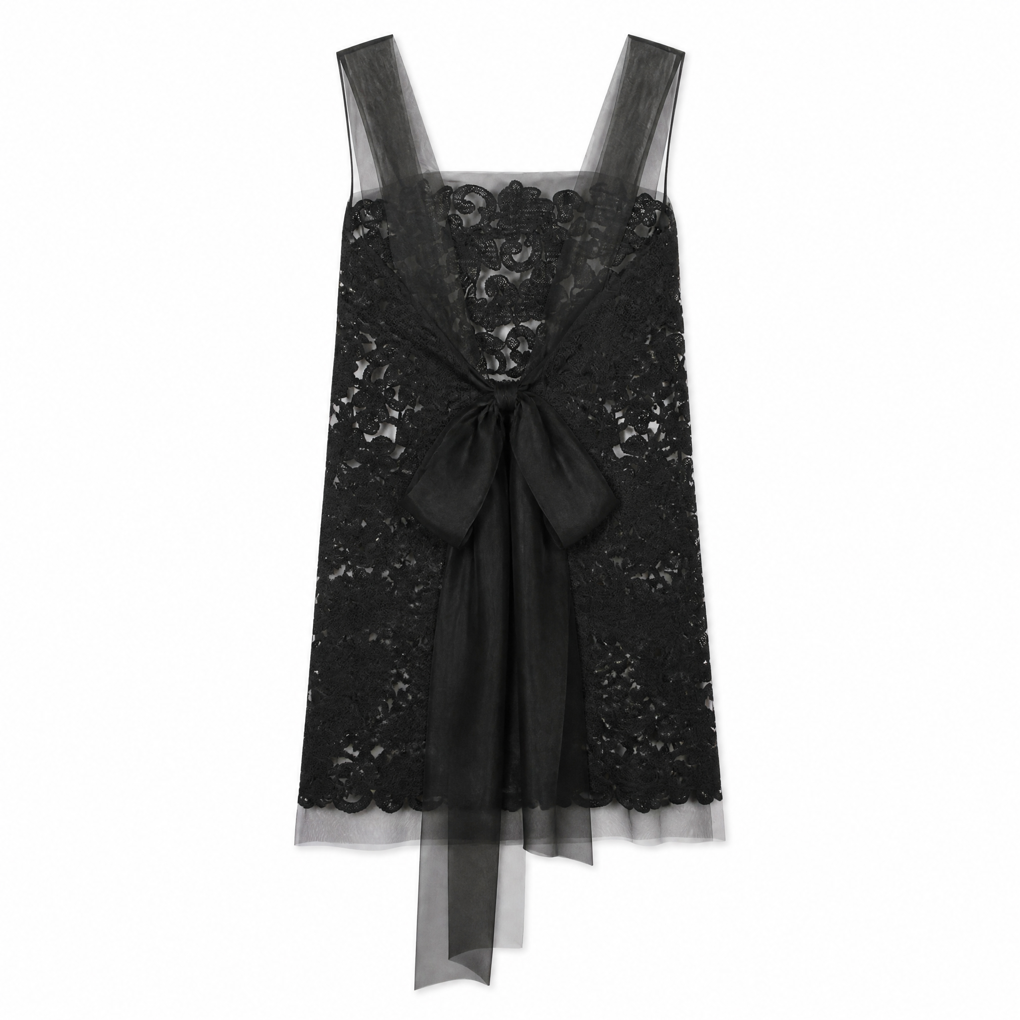 Abito corto in pizzo intagliato e organza Ermanno Scervino