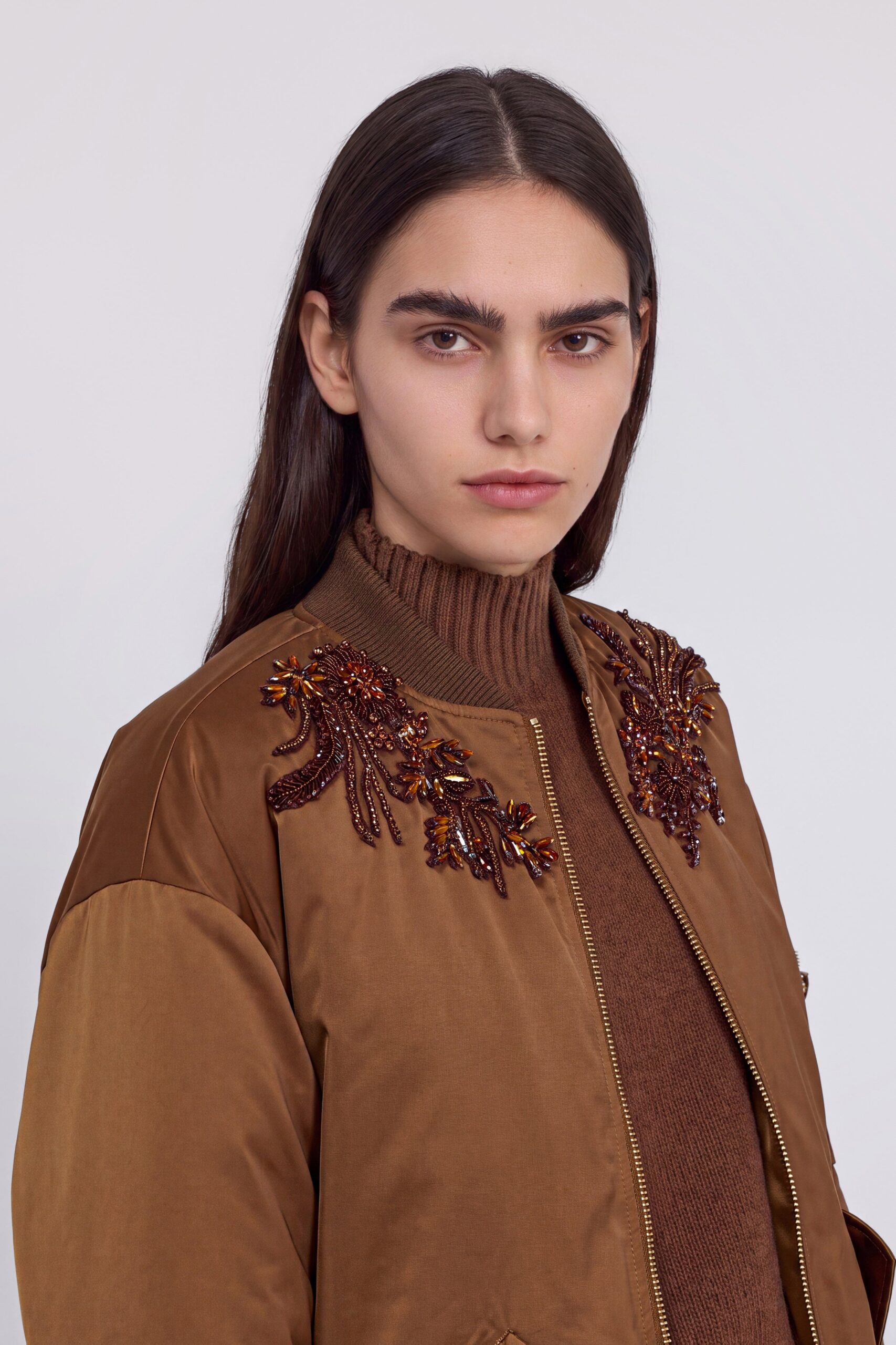 Giubbotto bomber oversize con ricami gioiello Ermanno Firenze