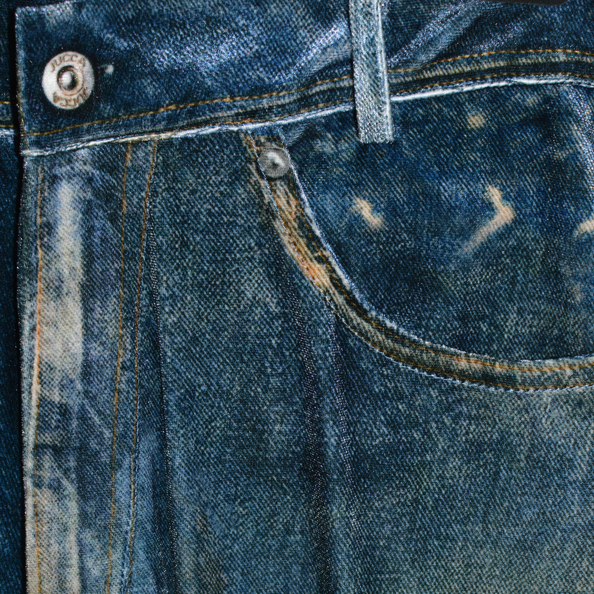 Pantaloni in Velluto con Stampa Trompe-l’oeil Denim Effect JUCCA