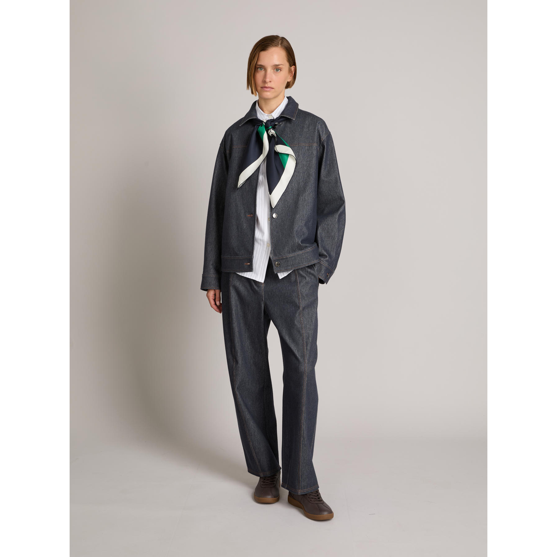 Giacca Max Mara in Jersey Effetto Denim con Impunture Sartoriali