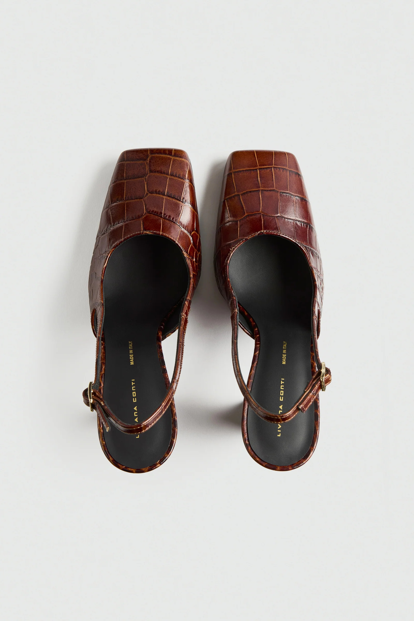 Slingback “Laisa” con Tacco Strutturato in Pelle Stampa Cocco