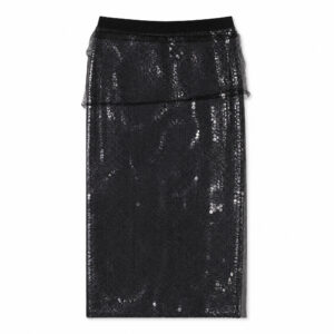 Gonna Longuette in Paillettes Antracite con Overlayer in Tulle JUCCA