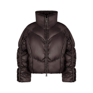 Piumino "Camille Short" con Maxi Collo in Finitura Black Coffee