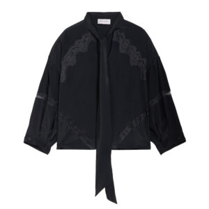Blusa con fiocco e intarsi in pizzo Ermanno Firenze