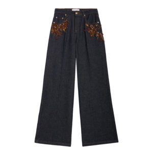 Jeans palazzo con ricami gioiello Ermanno Firenze