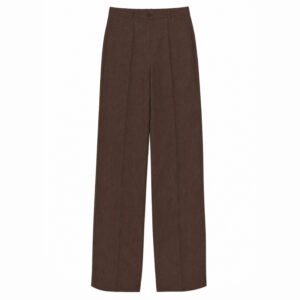 Pantaloni Gamba Larga in Fresco Lana Color Castagna JUCCA
