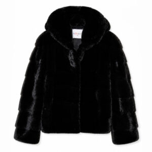 Giacca in Visone Black Glama con Cappuccio Nello Santi