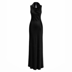 Abito Lungo con Jabot Frontale e Scollo a Goccia JUCCA