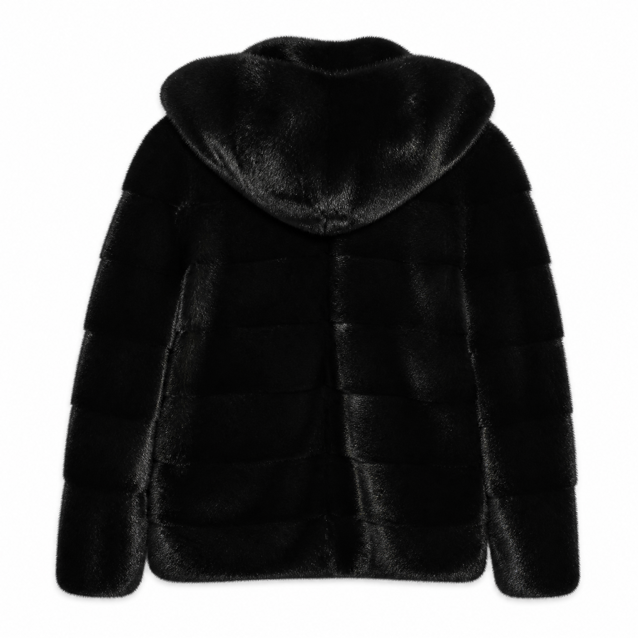 Giacca in Visone Black Glama con Cappuccio Nello Santi