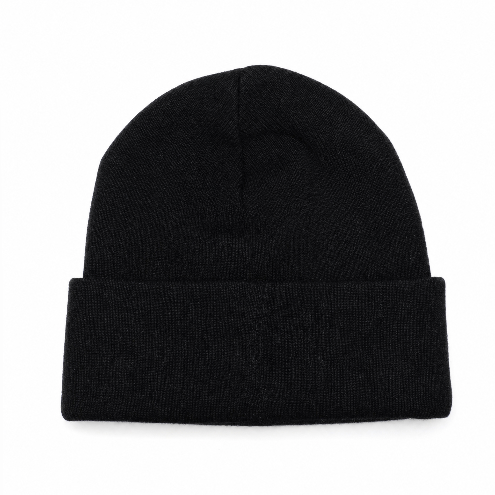 Berretto Beanie in Pura Lana Nero con Patch Palma N°21