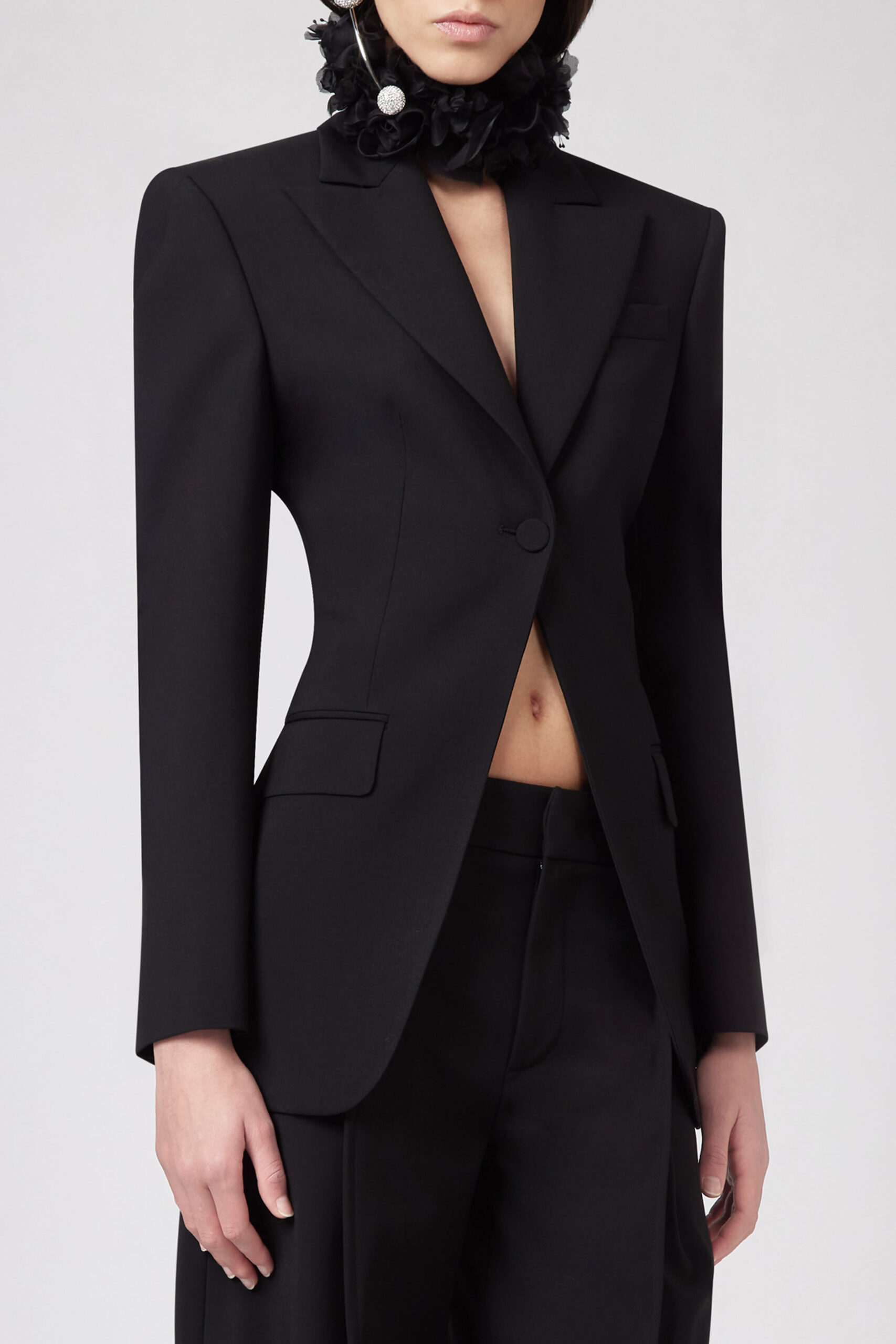 Blazer Monobetto Sculpted in Fresco Lana Giuseppe di Morabito