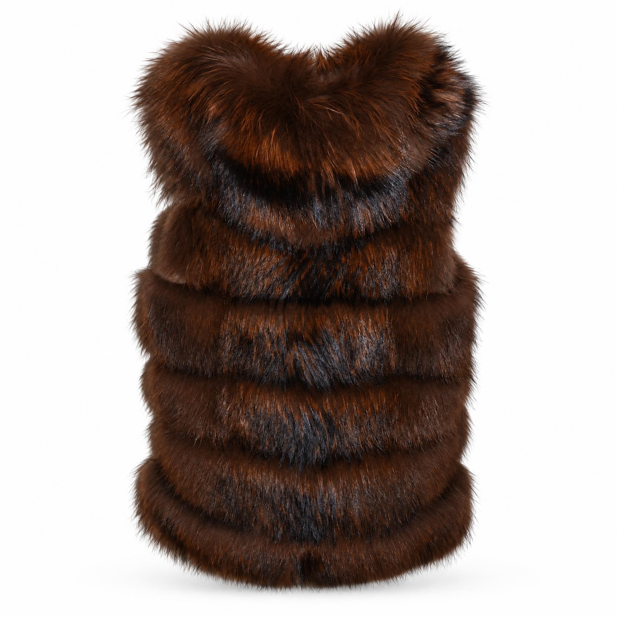 Gilet Lungo in Pelliccia Murmasky Marrone Bully
