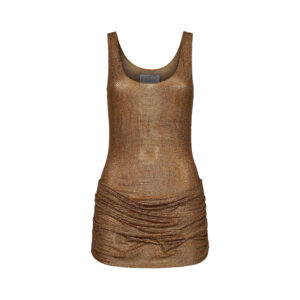Minidress Crystal-Mesh Bronzo con Drappeggio Giuseppe di Morabito