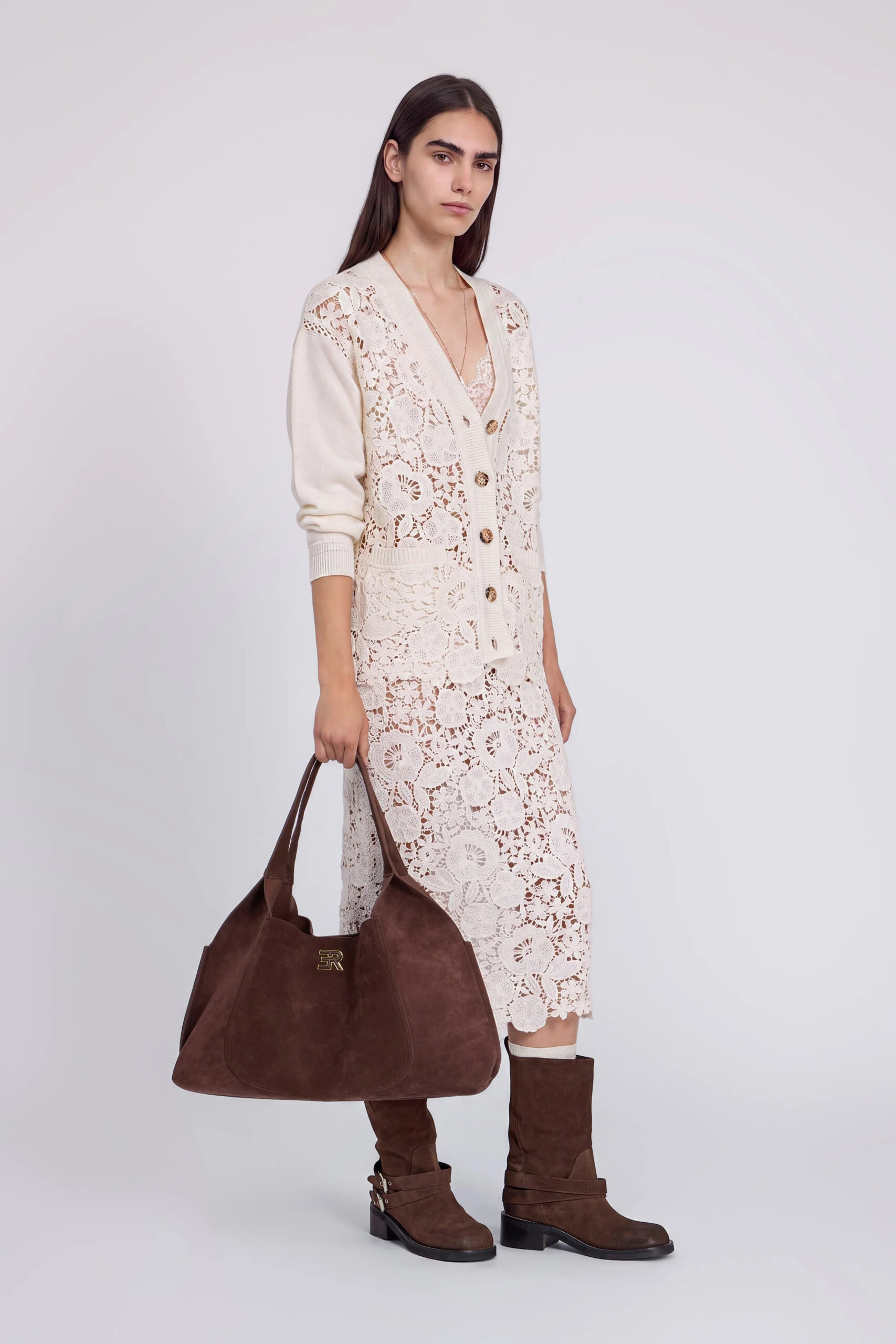 Candy Hobo Grande in Suede con Pouch Ermanno Firenze