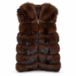 Gilet Lungo in Pelliccia Murmasky Marrone Bully